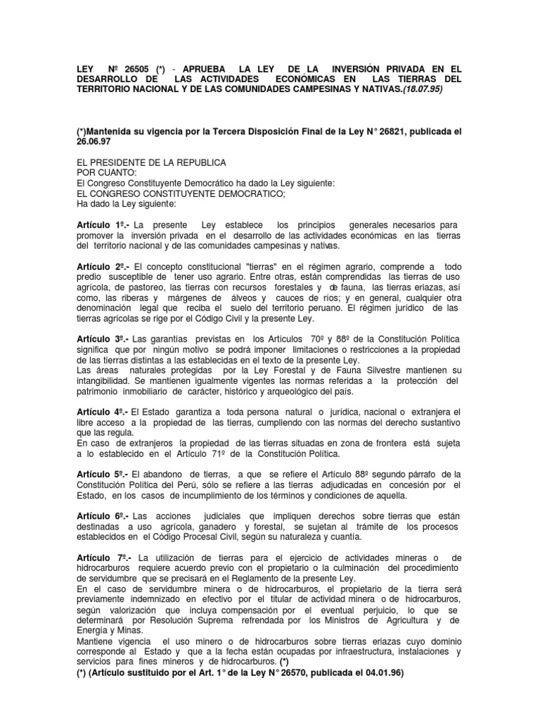 ley 26505